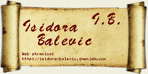 Isidora Balević vizit kartica
